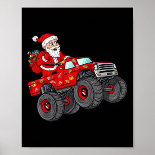 Jul Jultomten Riding i Monster Lastbil Boys Poster