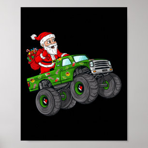 Jul Jultomten Riding i Monster Lastbil Boys Poster