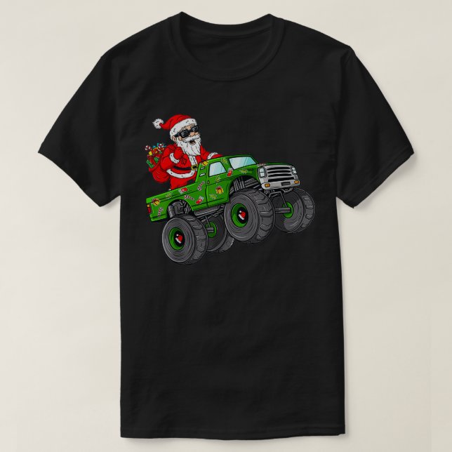 Jul Jultomten Riding Monster Lastbil Boys Ki T Shirt (Design framsida)
