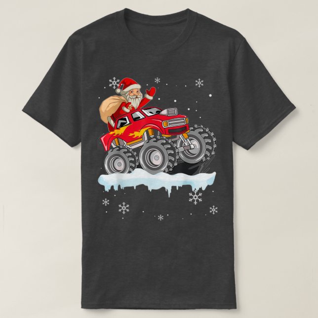 Jul Jultomten Riding Monster Lastbil Boys Ki T Shirt (Design framsida)