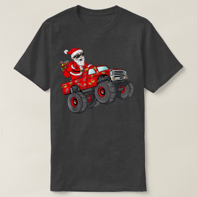 Jul Jultomten Riding Monster Lastbil Boys Ki T Shirt (Design framsida)