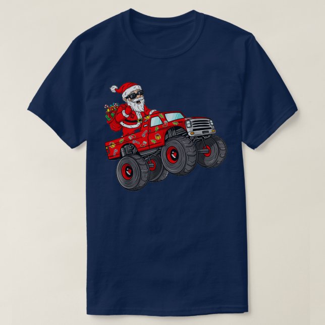 Jul Jultomten Riding Monster Lastbil Boys T Shirt (Design framsida)