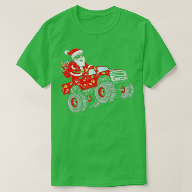 Jul Jultomten Riding Monster Lastbil T Shirt (Design framsida)