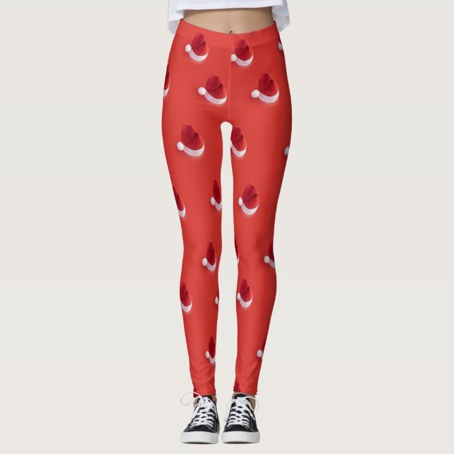 Jul-jultomten-röd mönster leggings (Framsida)