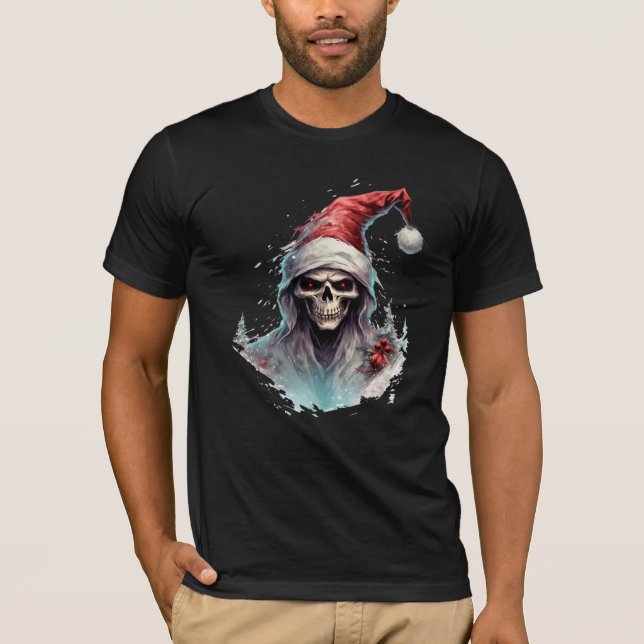 Jul-Jultomten: Santa Skeleton T-Shirt (Framsida)