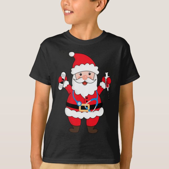 Jul Jultomten sjuksköterska med stetoskop och s T Shirt (Framsida)