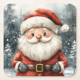 Jul Jultomten Snowfall Square Underlägg Papper Kvadrat