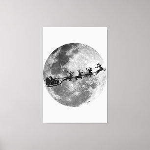 Jul-Jultomten som flyger under Måne Canvastryck