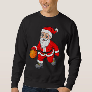Jul Jultomten som kör en basketboll Julafton Lång Ärmad Tröja