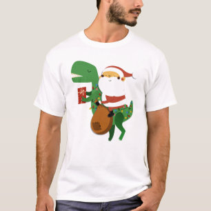 Jul Jultomten T-rex Dinosaur Sleigh T Shirt