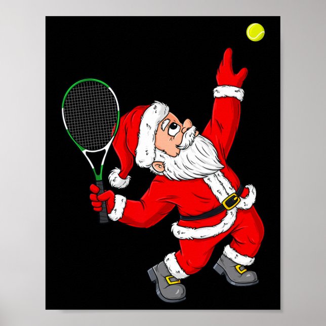 Jul Jultomten Tennis Roligt Boys Girls Kids T Poster (Framsidan)