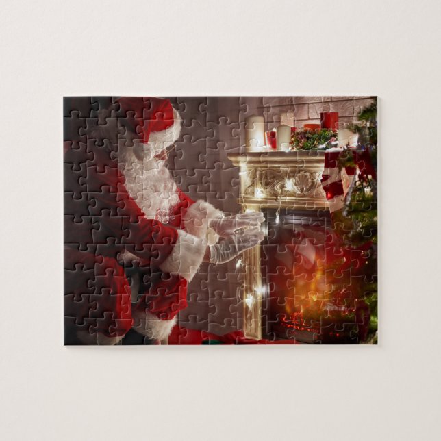 Jul Jultomten Varm Händer Jigszawa Puzzle Pussel (Horisontell)