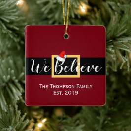 Jul Jultomten Vi tror på familjefoto Julgransprydnad Keramik