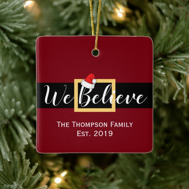 Jul Jultomten Vi tror på familjefoto Julgransprydnad Keramik (Träd)