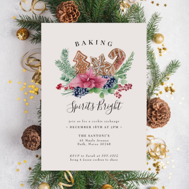 Jul Kakor Utbyte Bakning Spirits Bright Inbjudningar (Skapare uppladdad)