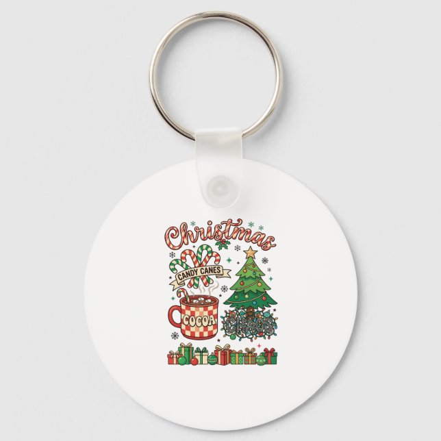 Jul Kandestänger Kakao Kaos Träd Mugg Present Nyckelring (Framsida)