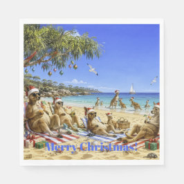 Jul Kanguru Strand Picknick God Jul Pappersservett
