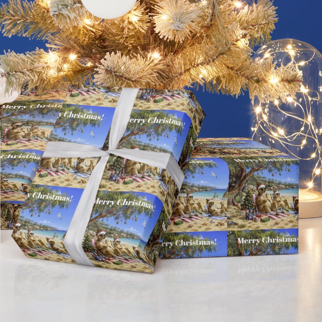 Jul Kanguru Strand Picknick God Jul Presentpapper (Helgdagar)