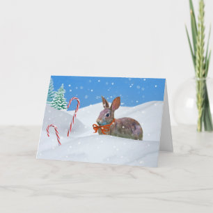 Jul, kanin, Snö, Polkagrisar Helgkort