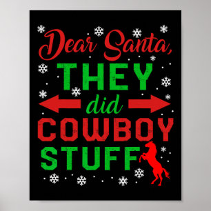 Jul Kära Tomte De Gjorde Cowboy-grej Hästbackridin Poster