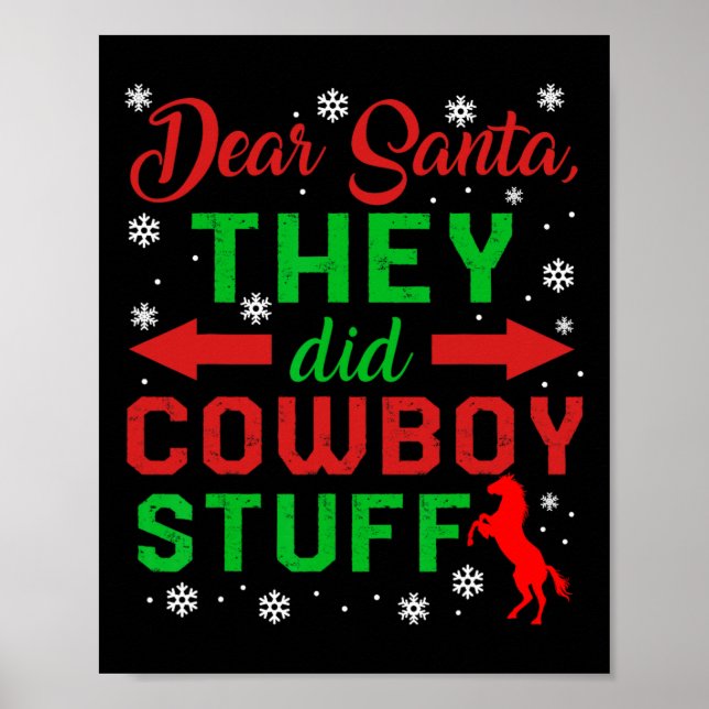 Jul Kära Tomte De Gjorde Cowboy-grej Hästbackridin Poster (Framsidan)