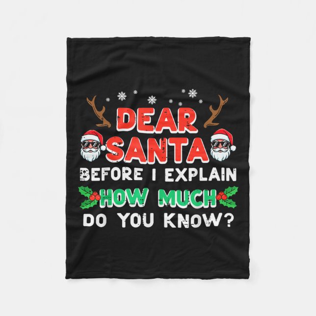 Jul Kära Tomte Innan Jag Förklarar Rolig Xmas W Fleecefilt (Framsidan)