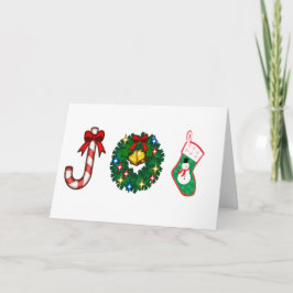 Jul Karamellklockor krans Snömannen Strumpa GLÄDJE Helgkort