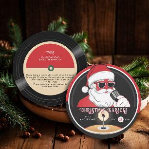 Jul Karaoke Coola Santa Vintage Vinyl Record Inbjudningar