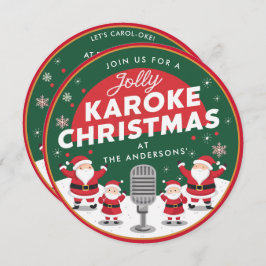 Jul Karaoke Party Singing Santa Vinyl Record Inbjudningar