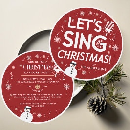 Jul Karaoke Party Vintage Vinyl Record Red Inbjudningar