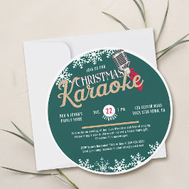 Jul Karaoke Party Vintage Vinylskiva Teal Inbjudningar