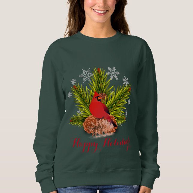 Jul Kardinal Fågel Högtids T-Shirt (Framsida)