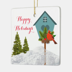 Jul Kardinal i Snö Fågelälskare Ornament