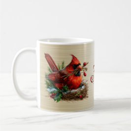 Jul Kardinal Röda Fåglar Blomma Högtider Fest Kaffemugg