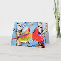 Jul Kardinaler Holiday Kort