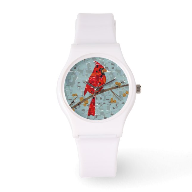Jul kardinalfågel collage armbandsur (Framsida)
