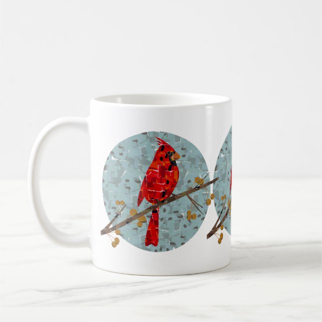 Jul kardinalfågel collage kaffemugg (Vänster)