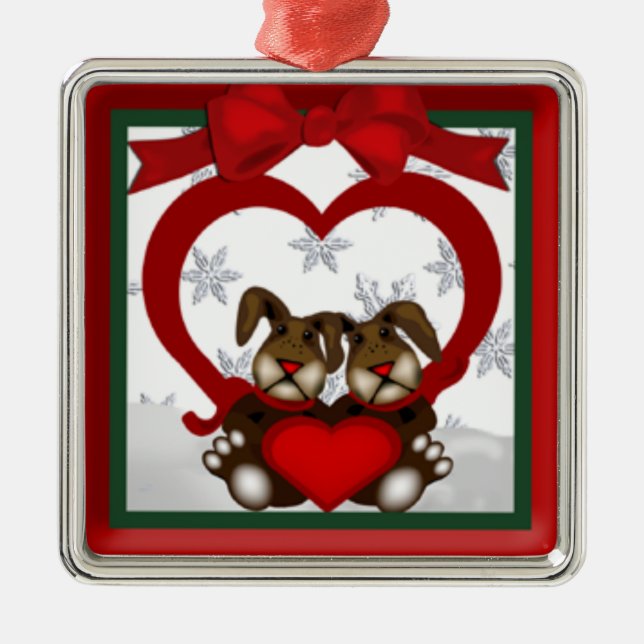 Jul Kärlek Bunnies Premium Ornament (Framsidan)