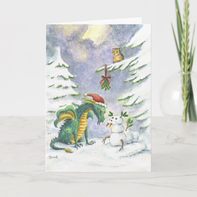 Jul Kärlek Dragon-kort Helgkort (Framsida)