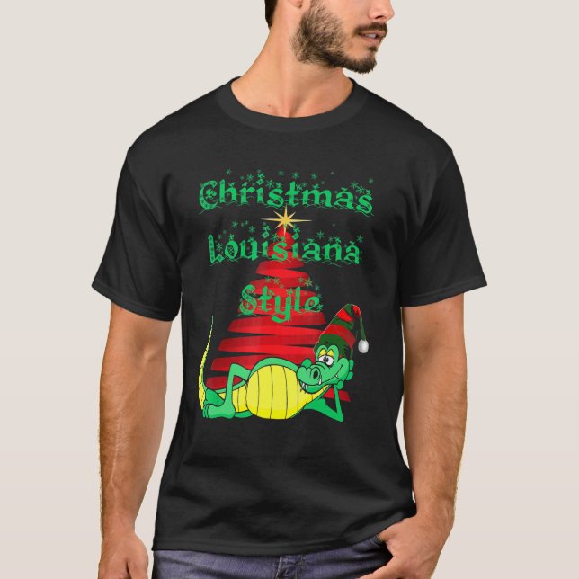 Jul Kärlek Louisiana Helgdag Cheer T Shirt (Framsida)