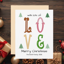 Jul kärlek Modern typografi Platt Högtidskort