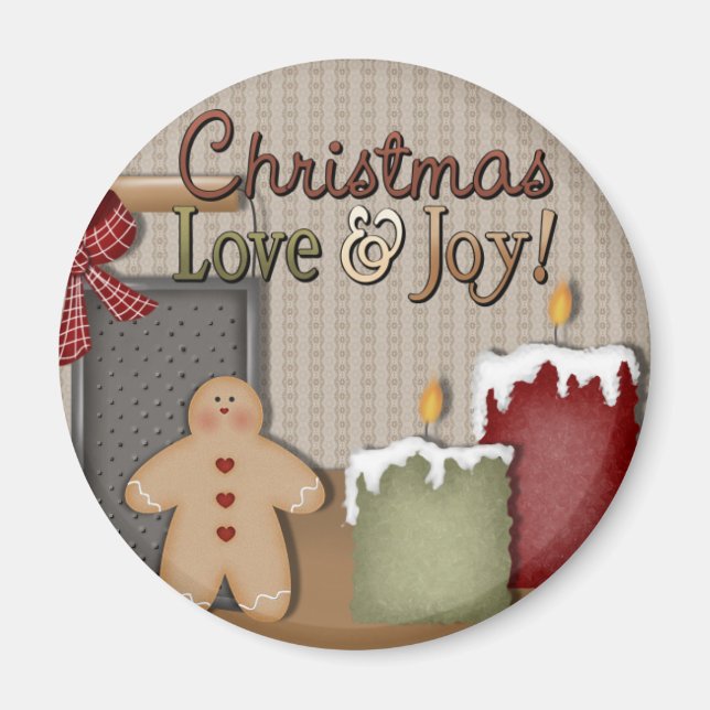 Jul Kärlek och Joy Gingertea Candles Magnet (Framsidan)