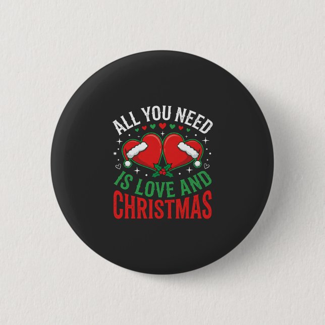 Jul Kärlek Santa Hatt Typografi Knapp (Framsida)