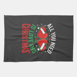 Jul Kärlek Santa Hatt Typografi Kökshandduk