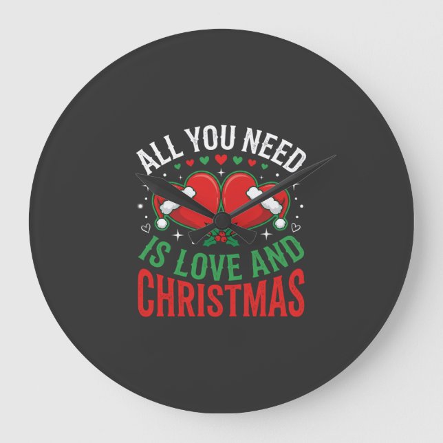 Jul Kärlek Santa Hatt Typografi Stor Klocka (Framsida)