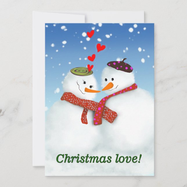 Jul kärlek snögubbe julkort (Framsida)