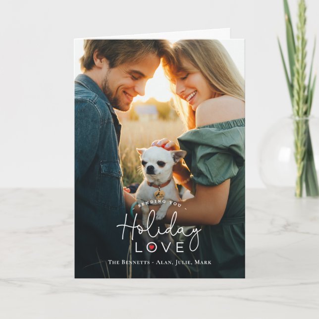 Jul kärlek vikbar jul fotokort helgkort (Framsida)