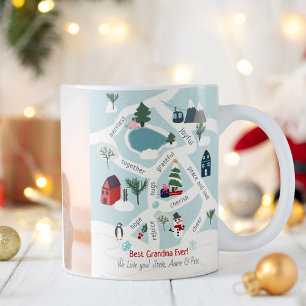 Jul-karta-historien som illustrerar illustrationer kaffemugg