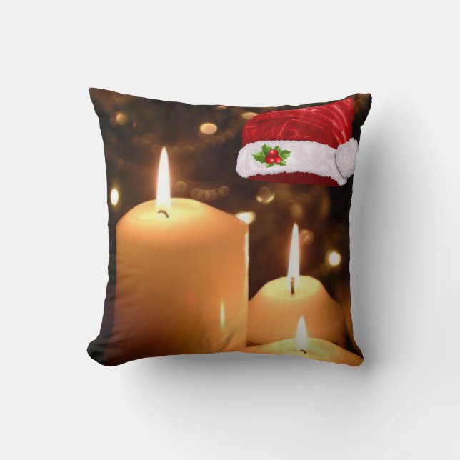 Jul kastkudde, jul ljusstake kudde (Framsida)
