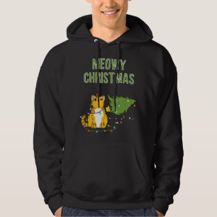 Jul Katt Orange Tiger Tabby julafton träd kattunge Hoodie